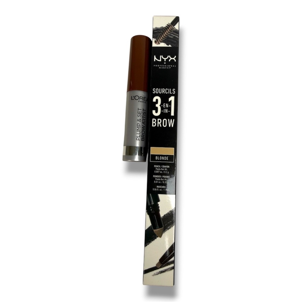 Brow Bundle NYX 3-in-1 Blonde L'Oreal Plump Set Brow Gel Brunette Makeup Lot